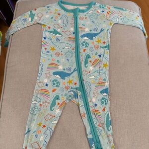 HTF Whales Little Sleepies Zippy 3-6mo